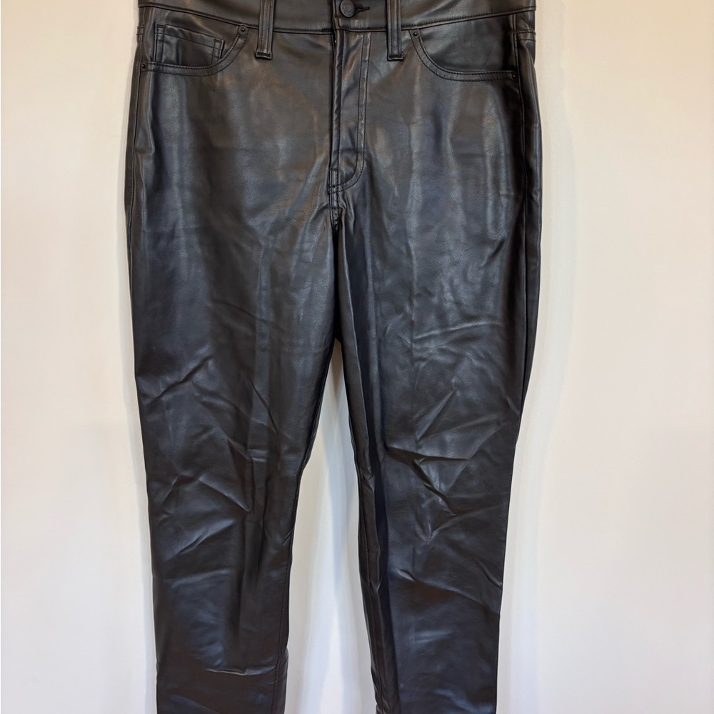 Old Navy High-Rise OG Straight Black Leather Women's Pants - Size 6